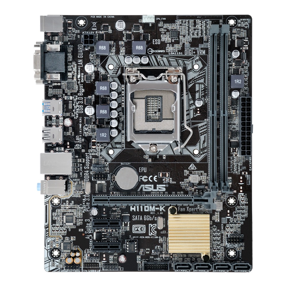 Bo Mạch Chủ ASUS H110M-K (M-ATX/2 khe RAM/Socket LGA1151)