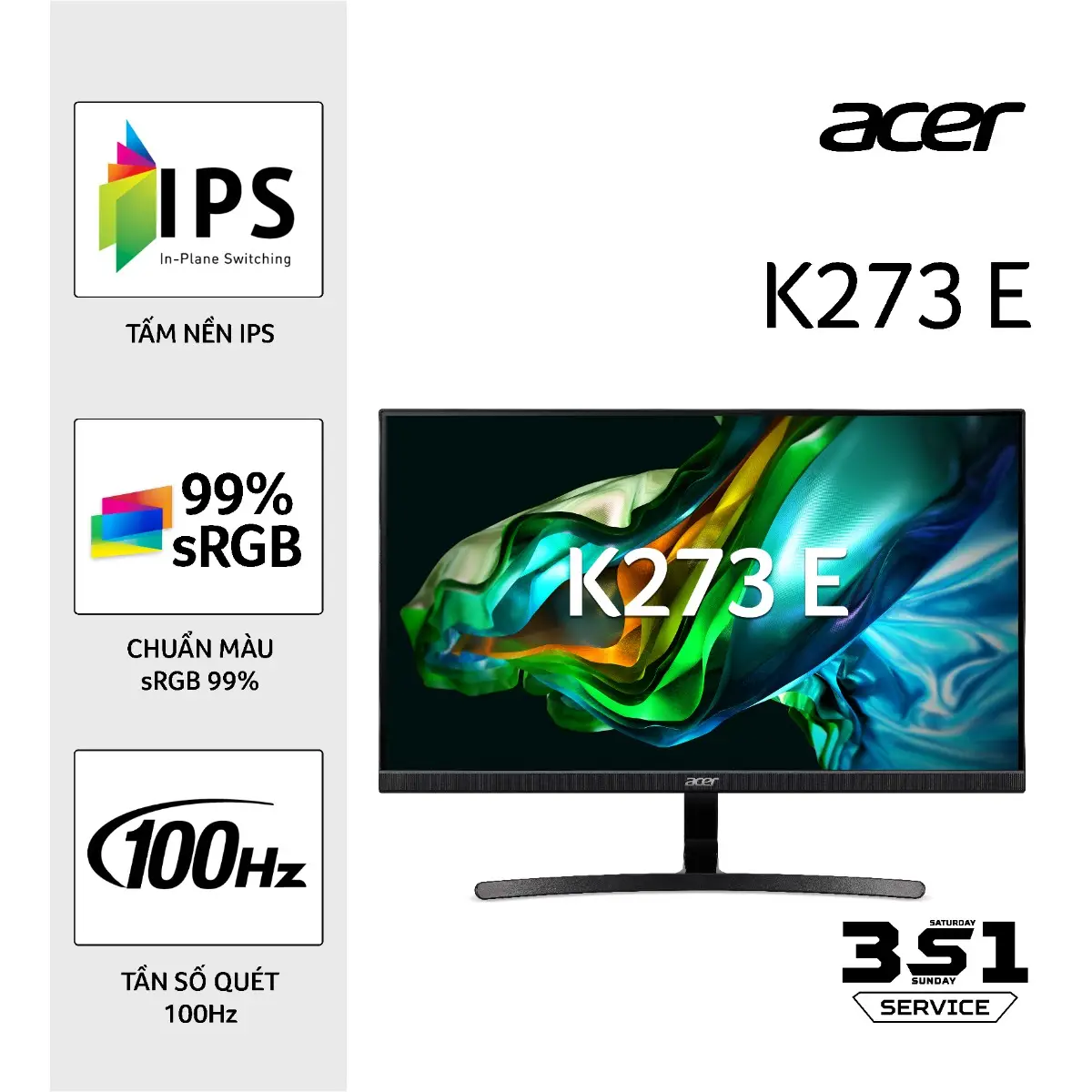 Màn Hình ACER K273 E (27 inch/FHD/IPS/100Hz/1ms) VGA + HDMI