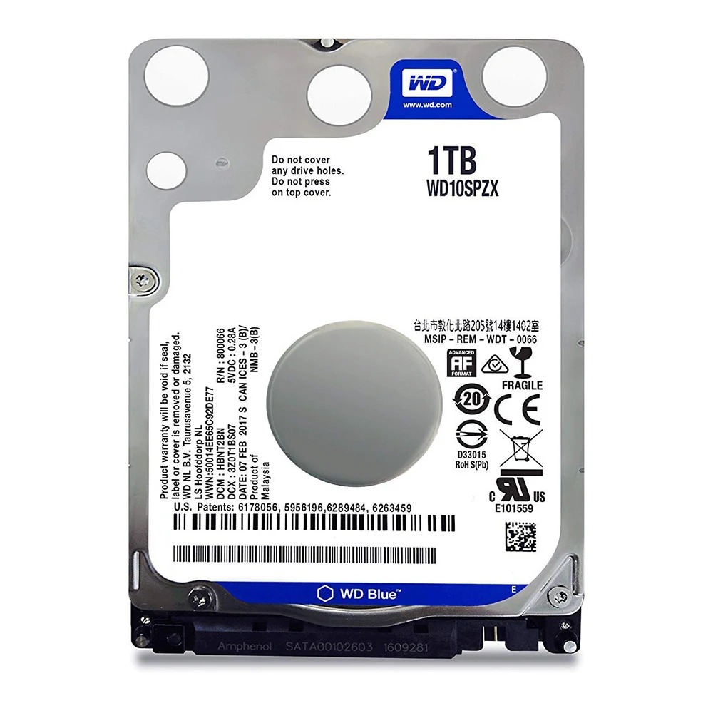 Ổ cứng laptop HDD Western Digital Blue 1TB 2.5 inch SATA3 128MB Cache 5400RPM - WD10SPZX