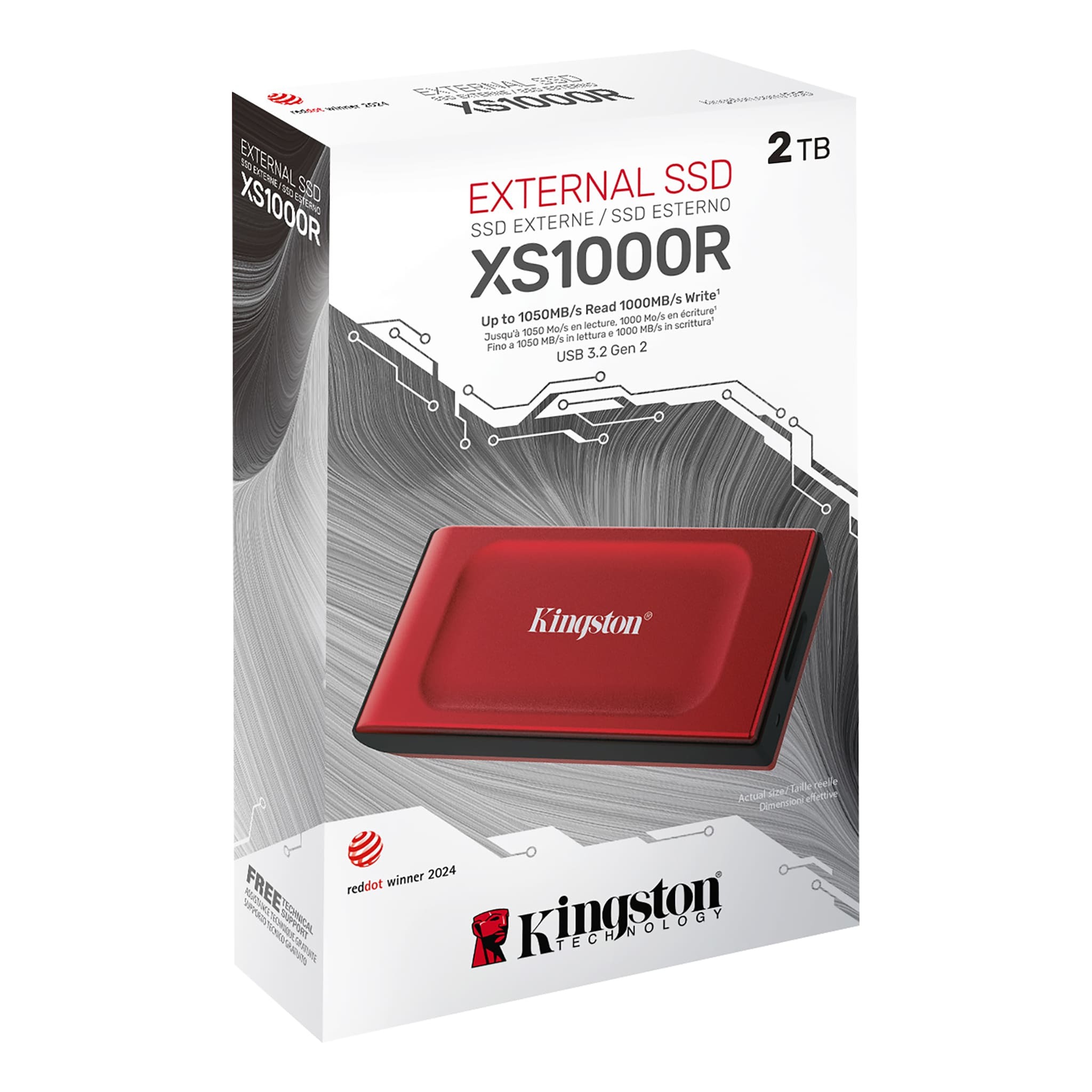 Ổ cứng di động SSD Kingston XS1000 2TB Red (SXS1000R/2000G)
