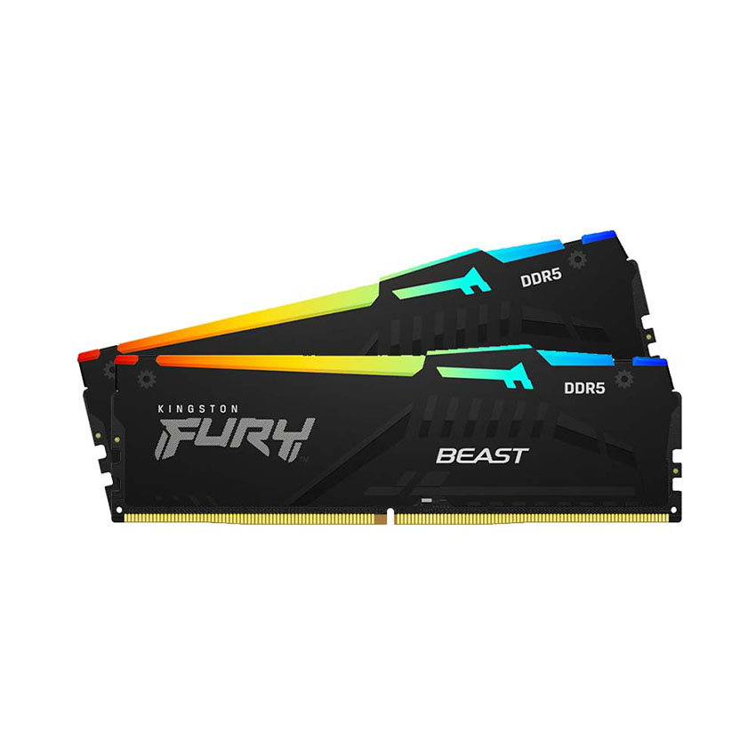 RAM Desktop Kingston Fury Beast RGB 32GB (2x16GB) DDR5 5600MHz (KF556C40BBAK2-32WP)
