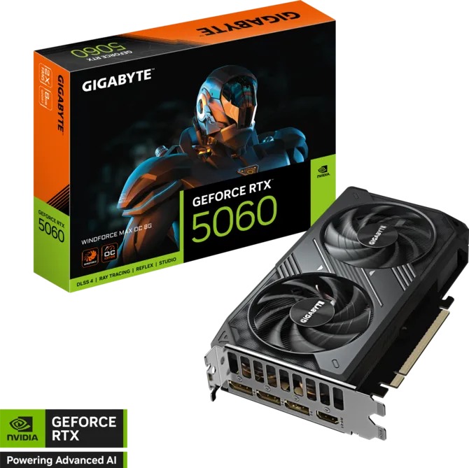 VGA Gigabyte RTX 5060 WINDFORCE MAX OC 8GB (N5060WF2MAX OC-8GD)