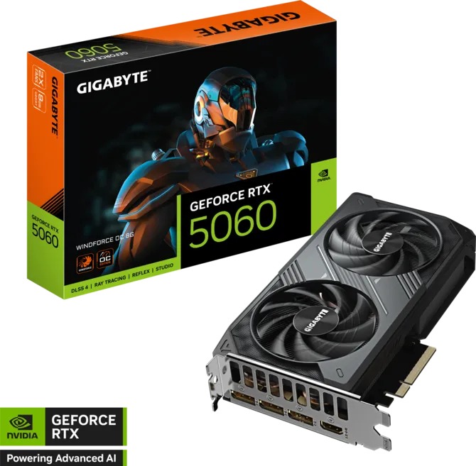 Vga Gigabyte RTX 5060 WINDFORCE OC 8GB (N5060WF2OC-8GD)